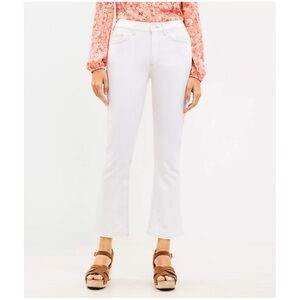 Ann Taylor LOFT Curvy High Rise Kick Flare Crop Jeans White Stretchy Denim 28